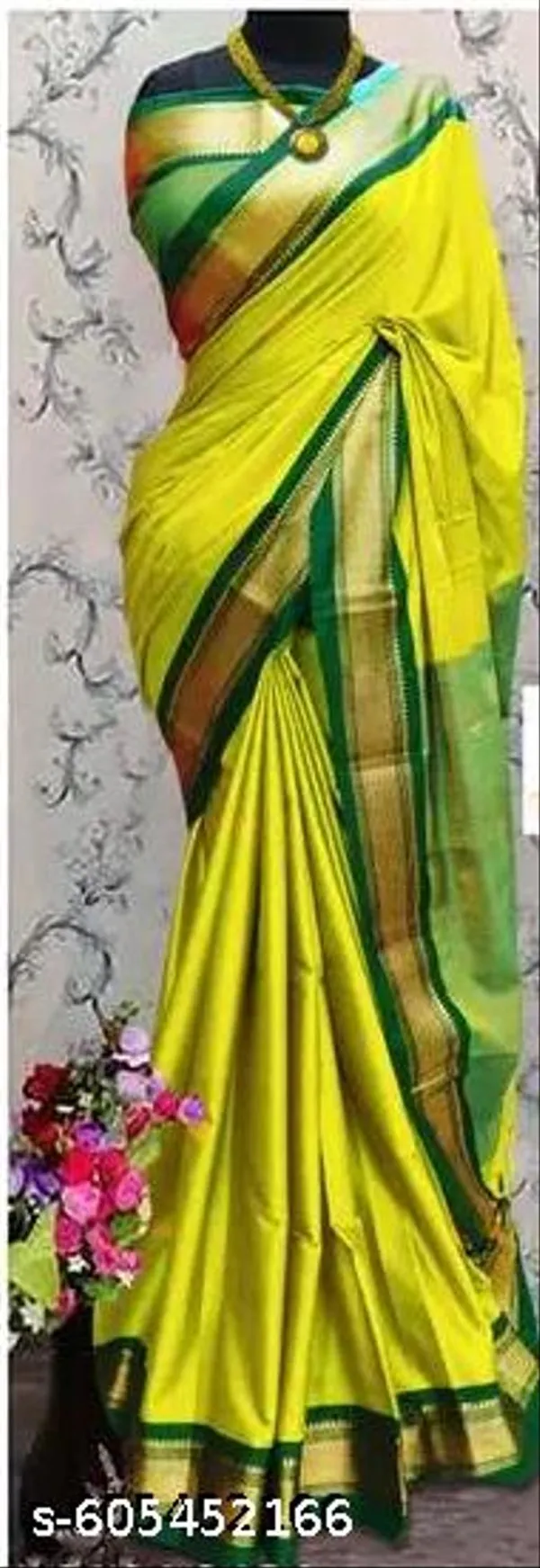 Lime_Sico_Silk_Paithani_Zari_Border_Saree_For_Women