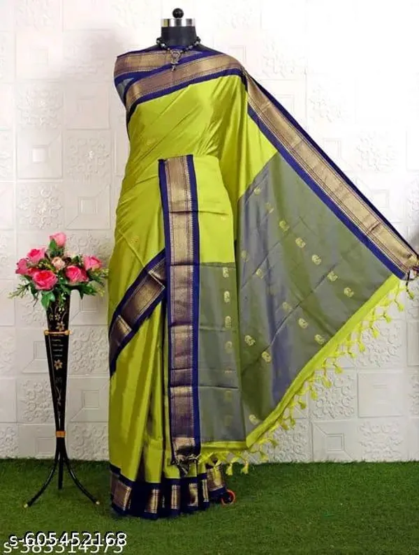 Lime_Sico_Silk_Paithani_Zari_Border_Saree_For_Women