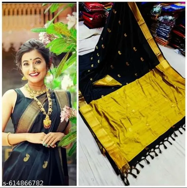 Black_Sico_Silk_Paithani_Zari_Peacock_Boota_Saree_For_Women