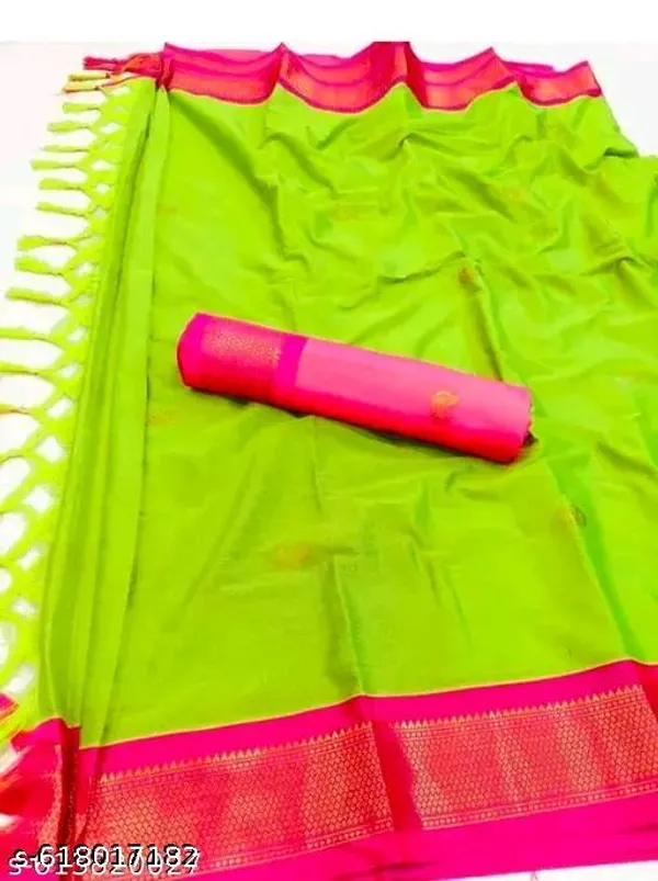 Lime_Sico_Silk_Paithani_Zari_Border_Saree_For_Women