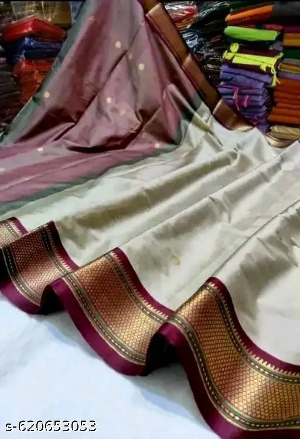 Beige_Sico_Silk_Traditional_Paithani_Saree_For_Women