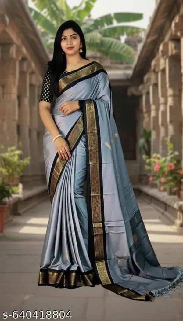 Grey_Sico_Silk_Paithani_Zari_Butta_Contrast_Pallu_Saree_For_Women