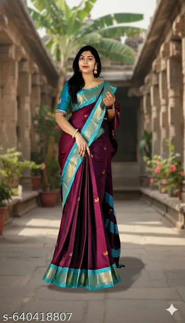Maroon_Sico_Silk_Paithani_Zari_Butta_Contrast_Pallu_Saree_For_Women