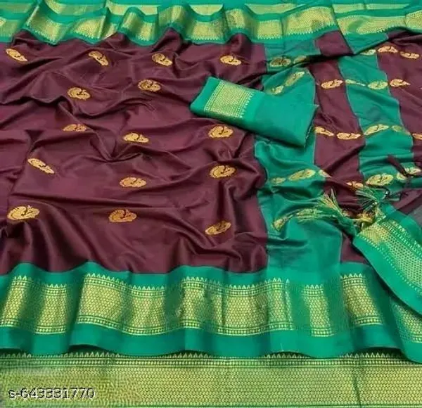 Purple_Sico_Silk_Paithani_Contrast_Border_Butta_Weave_Saree_For_Women
