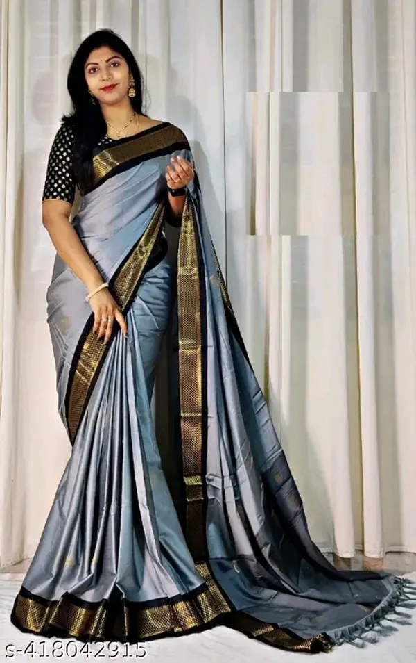 Grey_Sico_Silk_Paithani_Zari_Border_Saree_For_Women