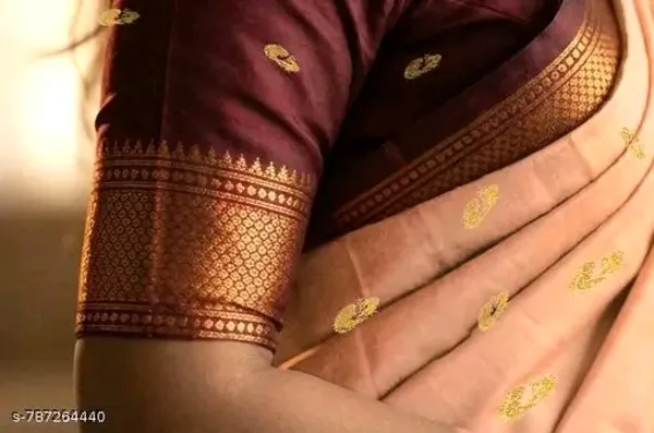 Beige_Sico_Silk_Paithani_Zari_Butta_Contrast_Pallu_Saree_For_Women