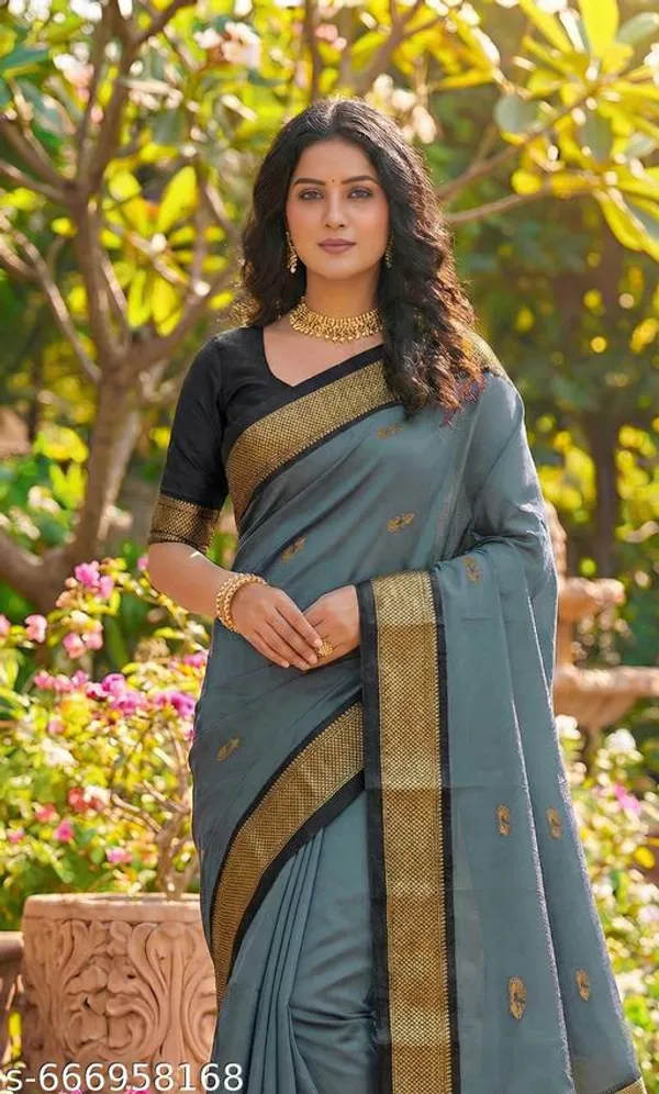 Grey_Sico_Silk_Paithani_Zari_Border_Pallu_Saree_For_Women