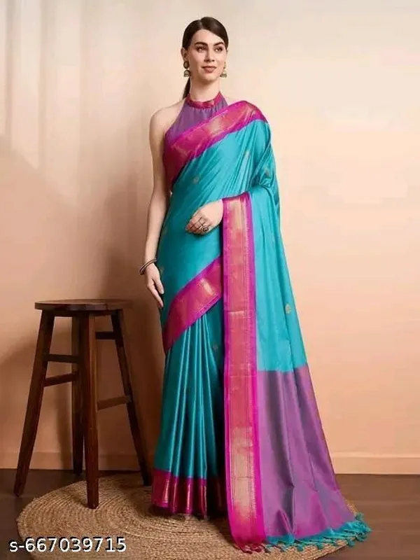 Sky_Blue_Sico_Silk_Paithani_Zari_Border_Saree_For_Women