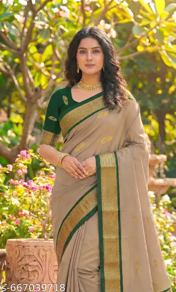 Beige_Sico_Silk_Paithani_Zari_Border_Saree_For_Women