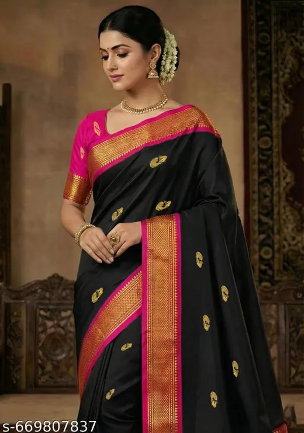 Black_Sico_Silk_Paithani_Temple_Border_Saree_For_Women