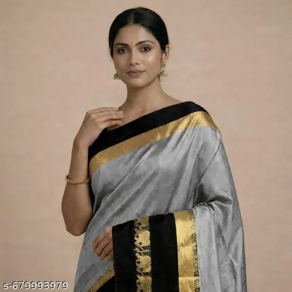 Grey_Sico_Silk_Paithani_Elephant_Zari_Border_Saree_For_Women