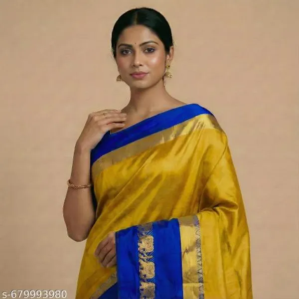 Yellow_Sico_Silk_Paithani_Elephant_Zari_Border_Saree_For_Women
