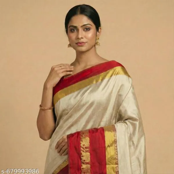 Beige_Sico_Silk_Paithani_Elephant_Zari_Border_Saree_For_Women
