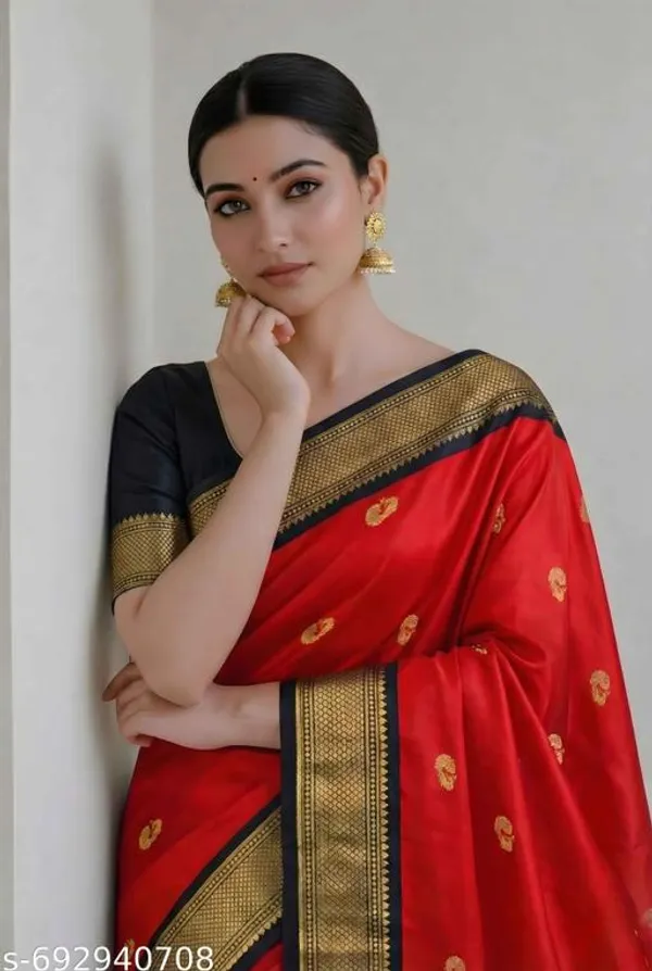Red_Sico_Silk_Paithani_Zari_Border_Saree_For_Women