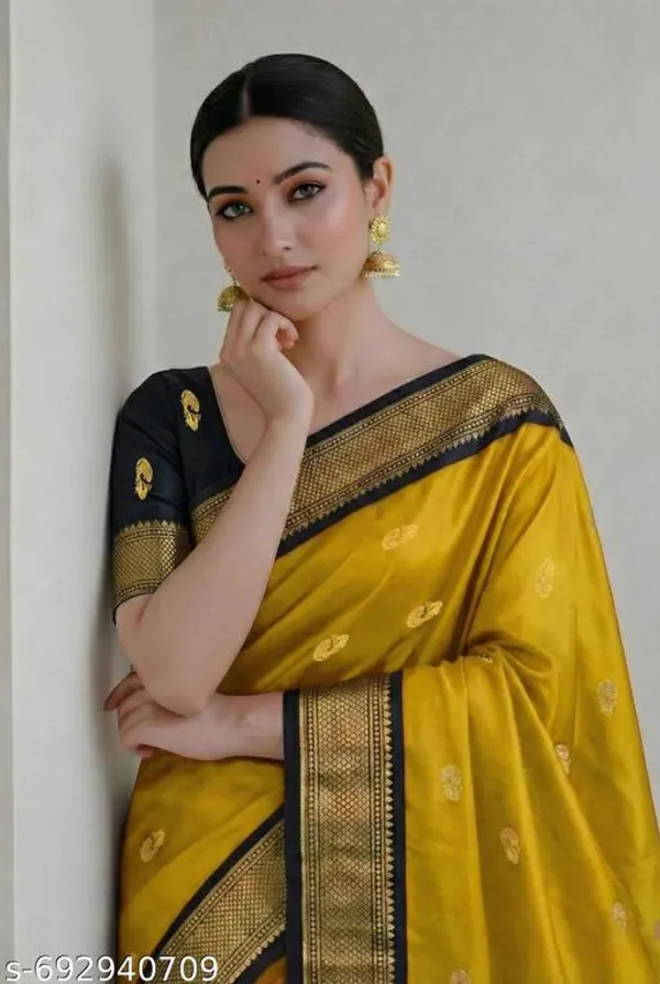 Yellow_Sico_Silk_Paithani_Zari_Woven_Saree_For_Women