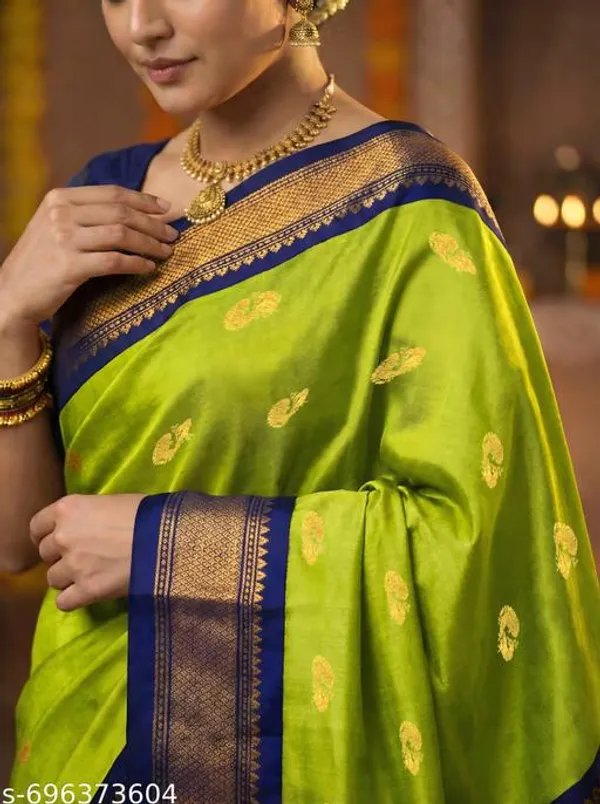 Lime_Sico_Silk_Traditional_Paithani_Saree_For_Women