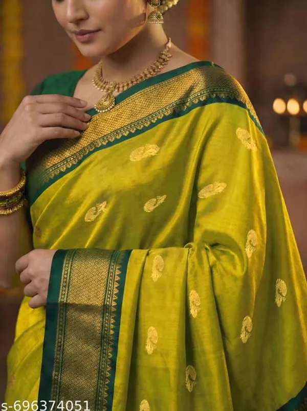 Lime_Sico_Silk_Paithani_Zari_Pallu_Saree_For_Women