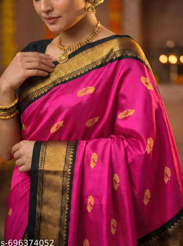 Pink_Sico_Silk_Paithani_Temple_Border_Saree_For_Women