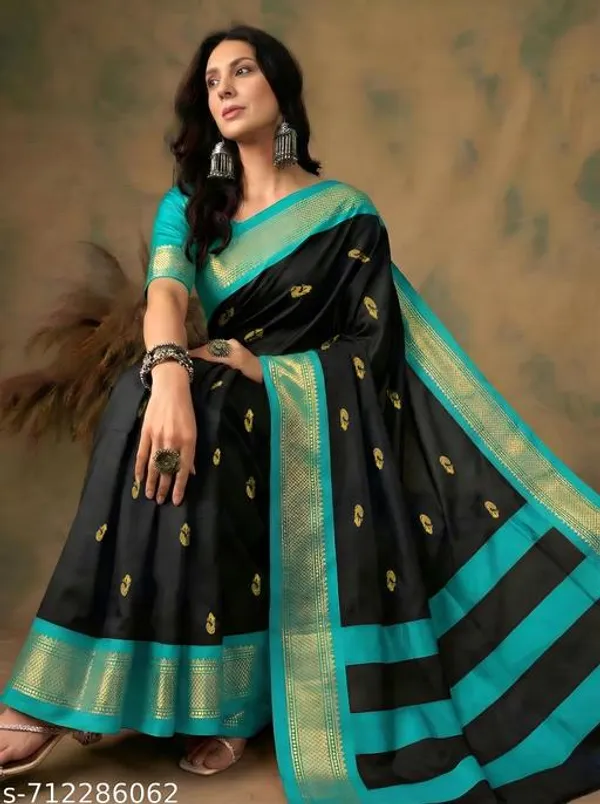 Black_Sico_Silk_Zari_Border_Paithani_Saree_For_Women