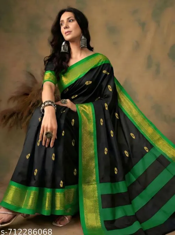 Bottle_Green_Sico_Silk_Paithani_Zari_Border_Pallu_Saree_For_Women
