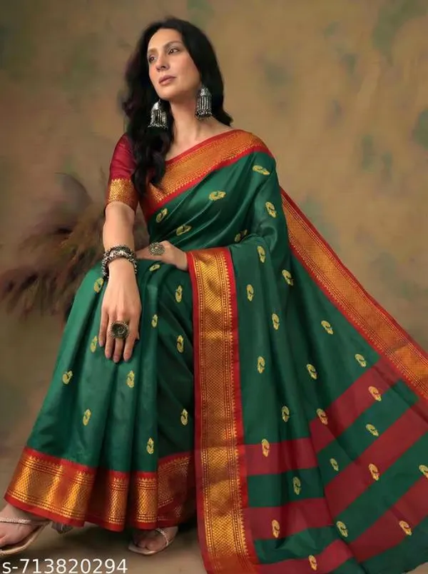 Green_Sico_Silk_Paithani_Zari_Big_Border_Woven_Pallu_Saree_For_Women
