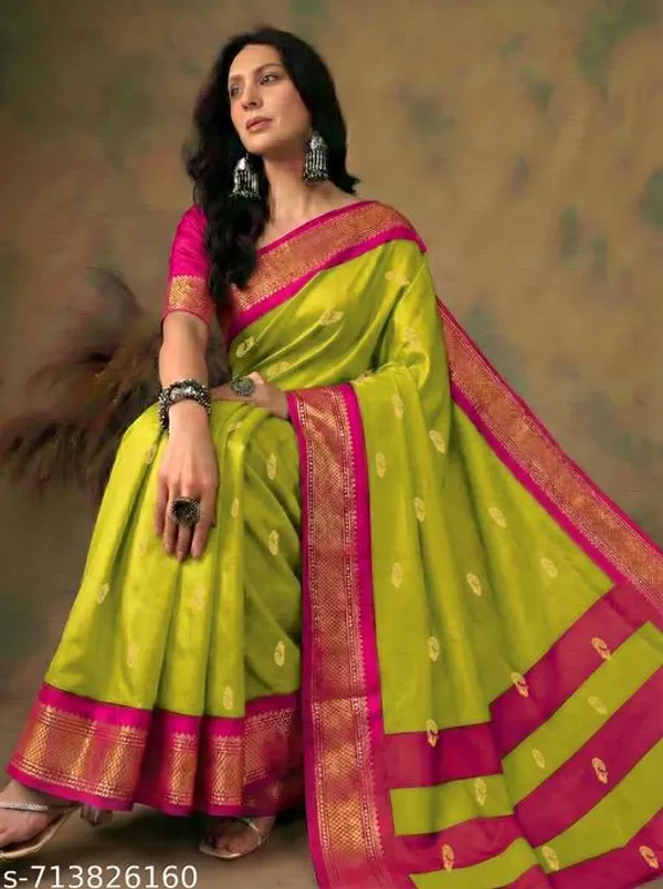 Lime_Sico_Silk_Paithani_Woven_Pallu_Saree_For_Women