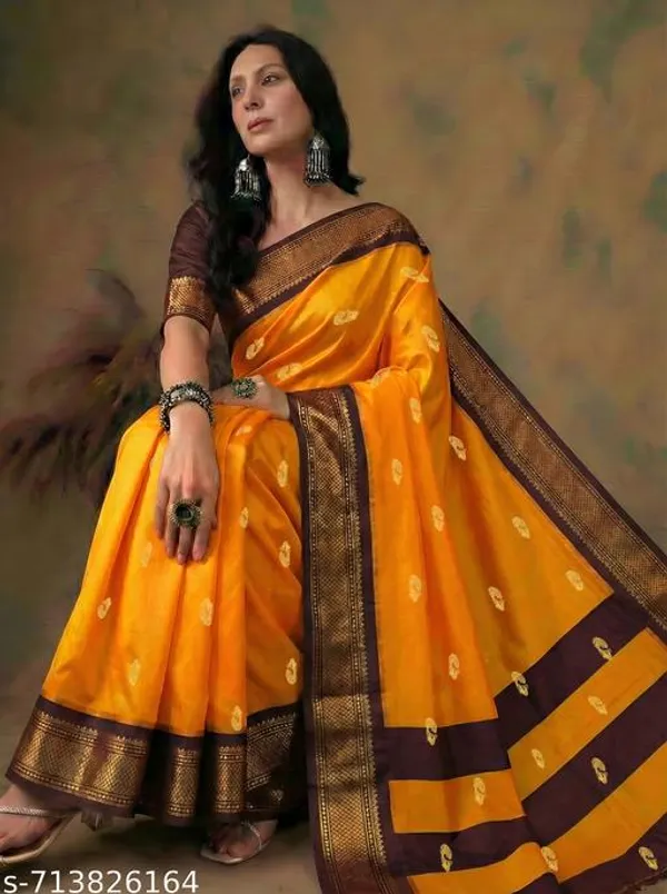 Yellow_Sico_Silk_Paithani_Woven_Pallu_Saree_For_Women