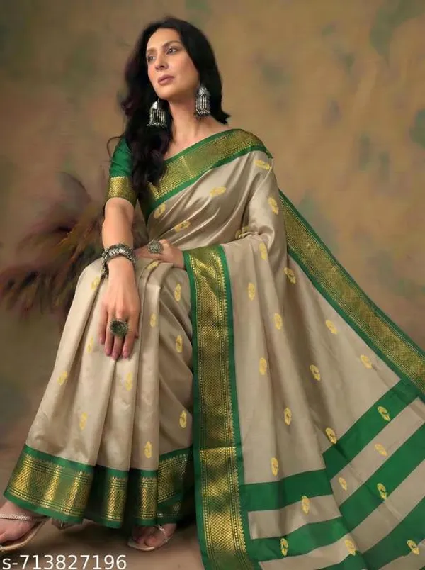 Beige_Sico_Silk_Paithani_Heavy_Pallu_Festive_Saree_For_Women