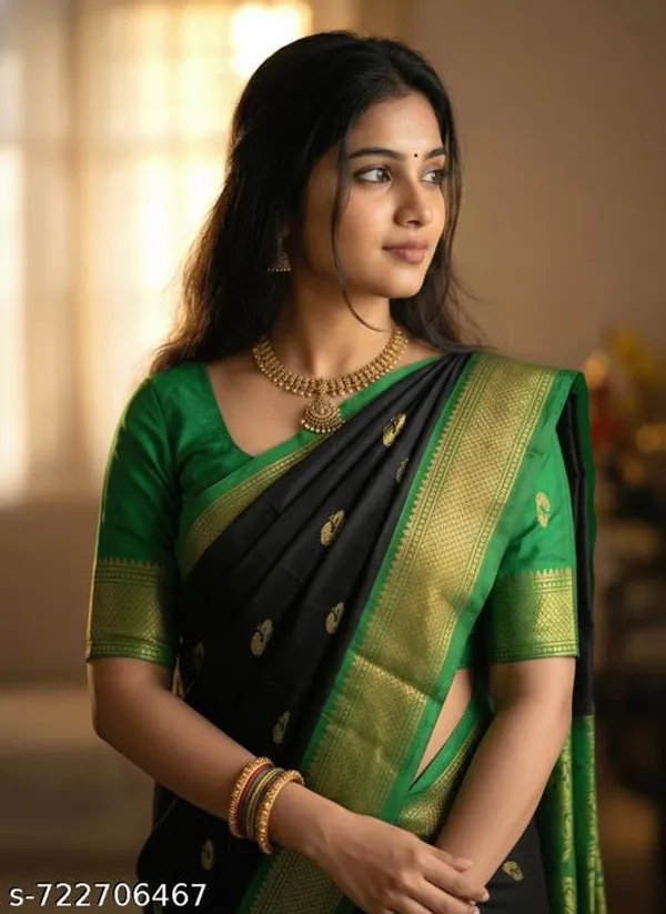 Black_Sico_Silk_Paithani_Zari_Border_Traditional_Saree_For_Women