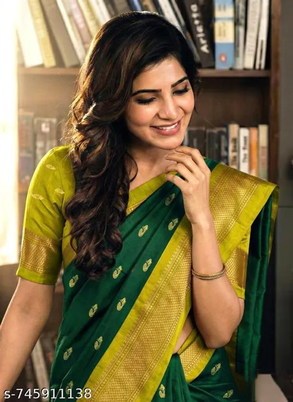 Bottle_Green_Sico_Silk_Zari_Border_Paithani_Saree_For_Women
