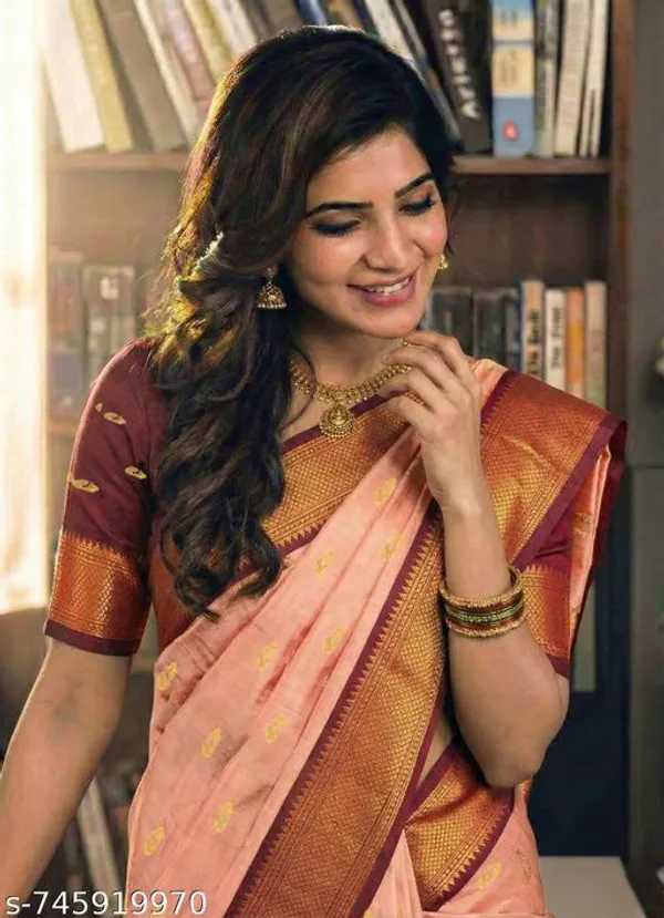 Peach_Sico_Silk_Paithani_Zari_Border_Saree_For_Women