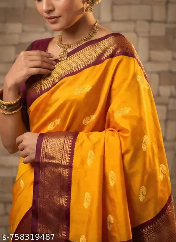 Yellow_Sico_Silk_Paithani_Zari_Border_Saree_For_Women