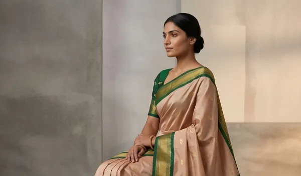 Beige_Sico_Silk_Paithani_Zari_Border_Saree_For_Women
