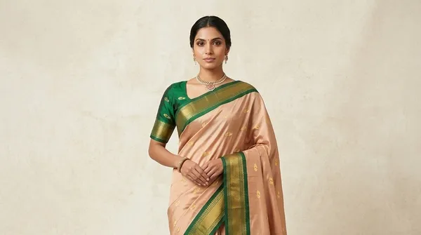 Beige_Sico_Silk_Paithani_Zari_Border_Saree_For_Women