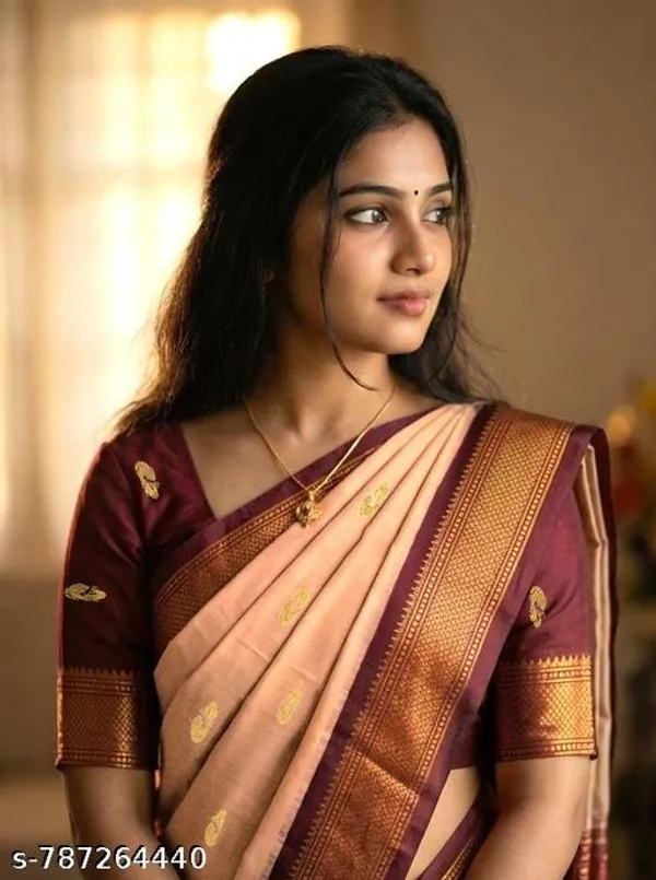 Peach_Sico_Silk_Paithani_Woven_Border_Wedding_Saree_For_Women