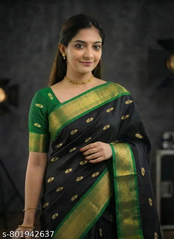 Bottle_Green_Sico_Silk_Paithani_Zari_Border_Saree_For_Women
