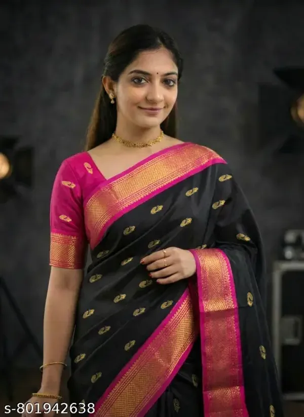 Black_Sico_Silk_Paithani_Zari_Border_Designer_Pallu_Saree_For_Women