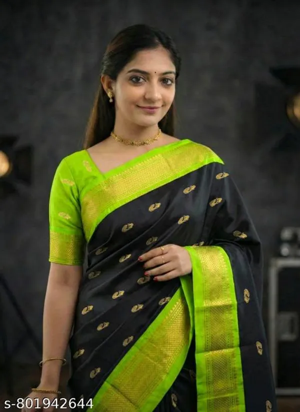 Bottle_Green_Sico_Silk_Paithani_Zari_Border_Saree_For_Women