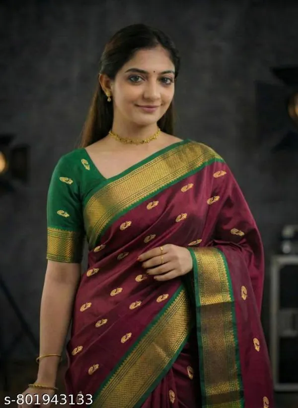 Maroon_Sico_Silk_Paithani_Zari_Border_Party_Saree_For_Women
