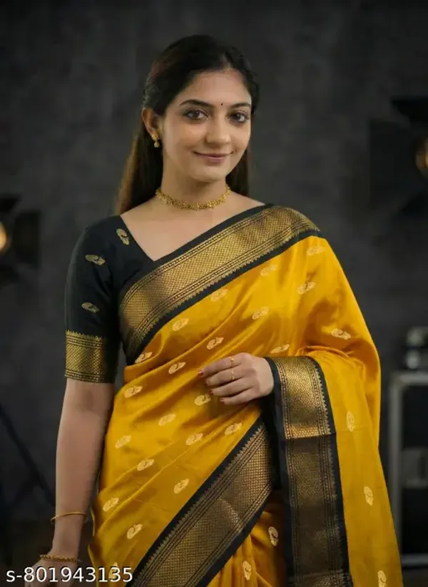 Yellow_Sico_Silk_Paithani_Zari_Border_Saree_For_Women