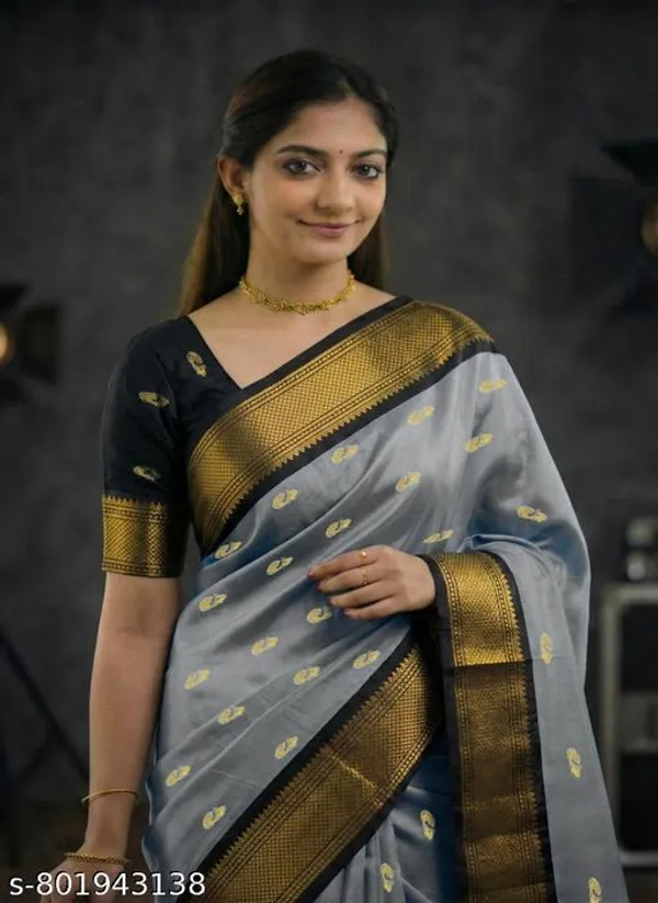 Grey_Sico_Silk_Paithani_Zari_Border_Party_Saree_For_Women