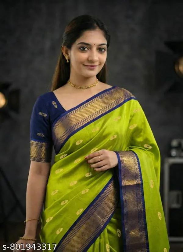 Lime_Sico_Silk_Paithani_Zari_Border_Luxury_Pallu_Saree_For_Women