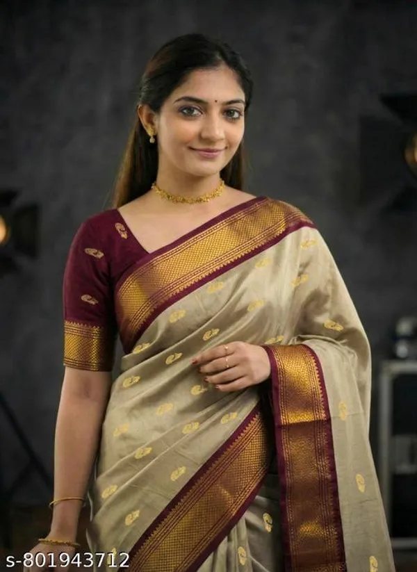 Beige_Sico_Silk_Paithani_Zari_Border_Saree_For_Women