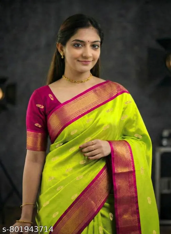 Lime_Sico_Silk_Paithani_Zari_Border_Saree_For_Women