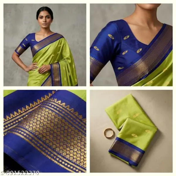 Lime_Sico_Silk_Paithani_Zari_Border_Saree_For_Women