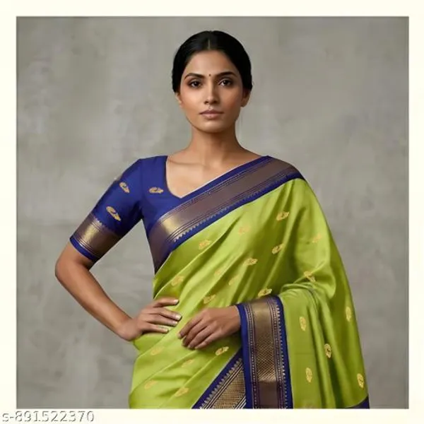 Lime_Sico_Silk_Paithani_Zari_Border_Saree_For_Women