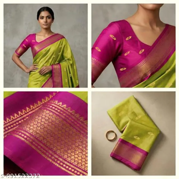 Lime_Sico_Silk_Paithani_Zari_Border_Saree_For_Women