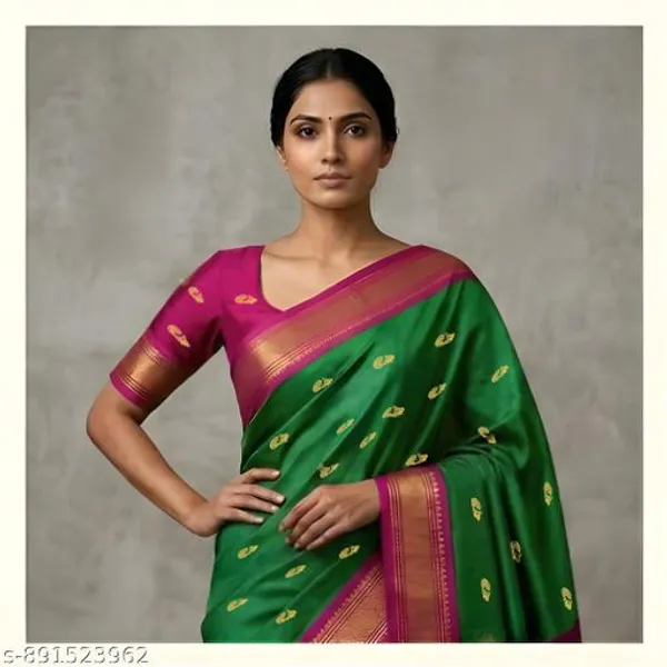Green_Sico_Silk_Paithani_Zari_Border_Saree_For_Women