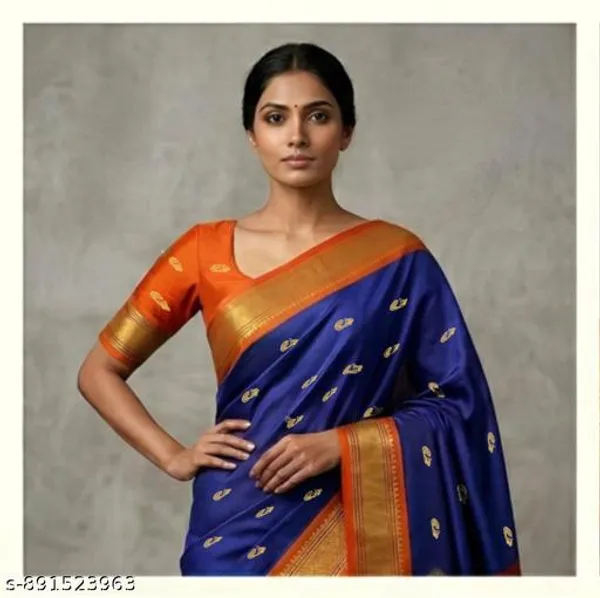 Blue_Sico_Silk_Paithani_Zari_Border_Saree_For_Women