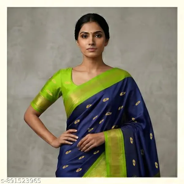 Blue_Sico_Silk_Paithani_Zari_Border_Pallu_Saree_For_Women